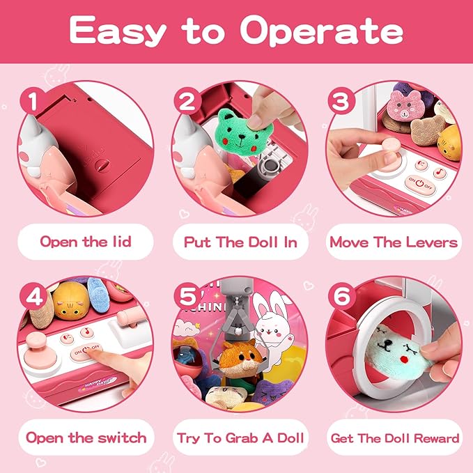 Arcade Fun | Doll Claw Machine with Lights & Music for Interactive Play ? Perfect for Parties and Events 8