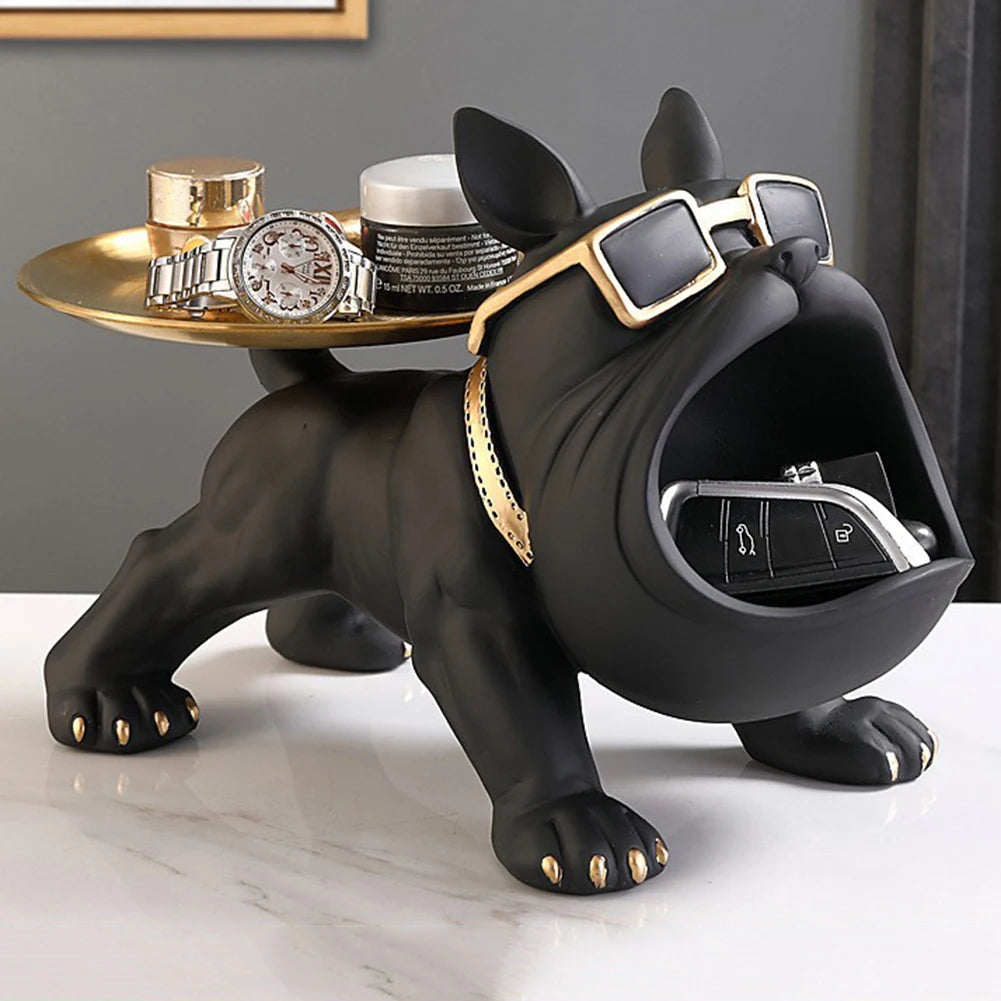 Charming Resin Bulldog Sculpture | Stylish Key Holder & Candy Tray for Home Decor 2