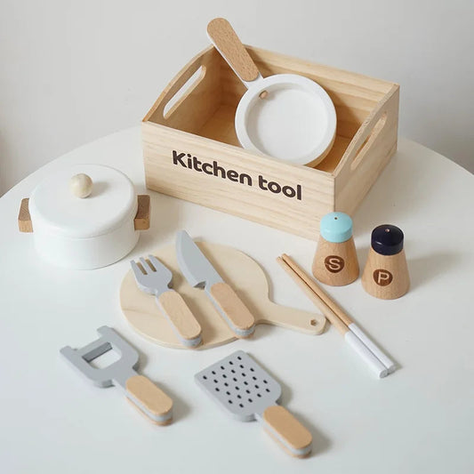 Creative Kitchen Playset | Wooden Kids Kitchen with Cutting Food Accessories ? Engaging Role-Play for Early Learning 0