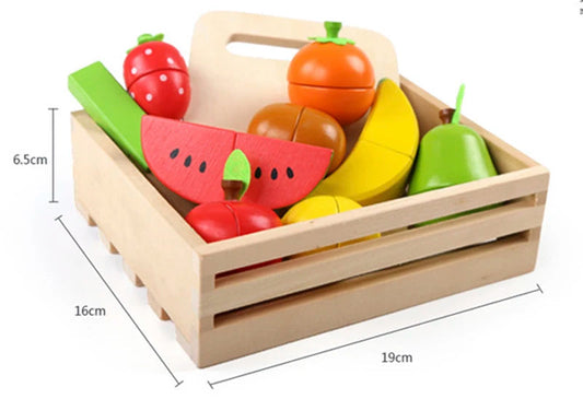Eco-Friendly Montessori Wooden Fruits & Vegetables Cutting Set for Imaginative Play 0