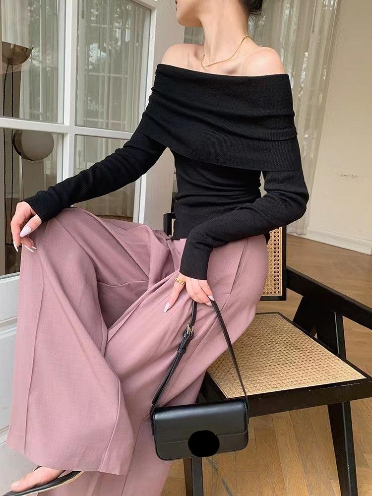 Elegant Collection | Women's Sweater with Off-Shoulder Design | Chic Ribbed Knit Pullover for Effortless Autumn Style 2