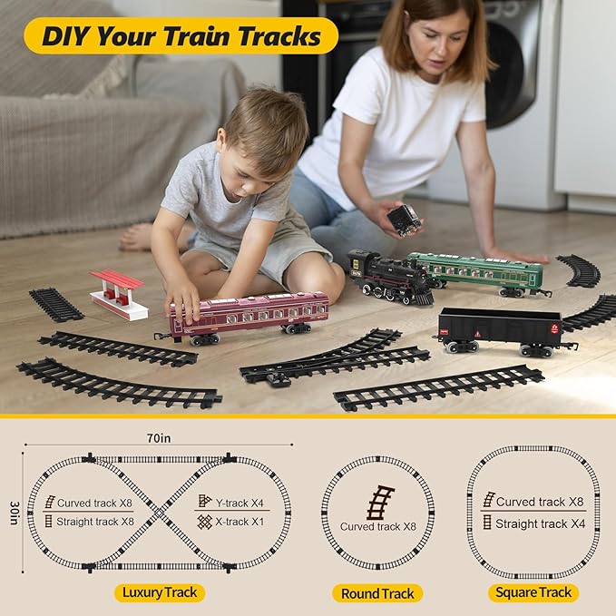 Interactive Train Set | Battery-Powered Electric Locomotive with Lights & Sounds for Endless Fun 3