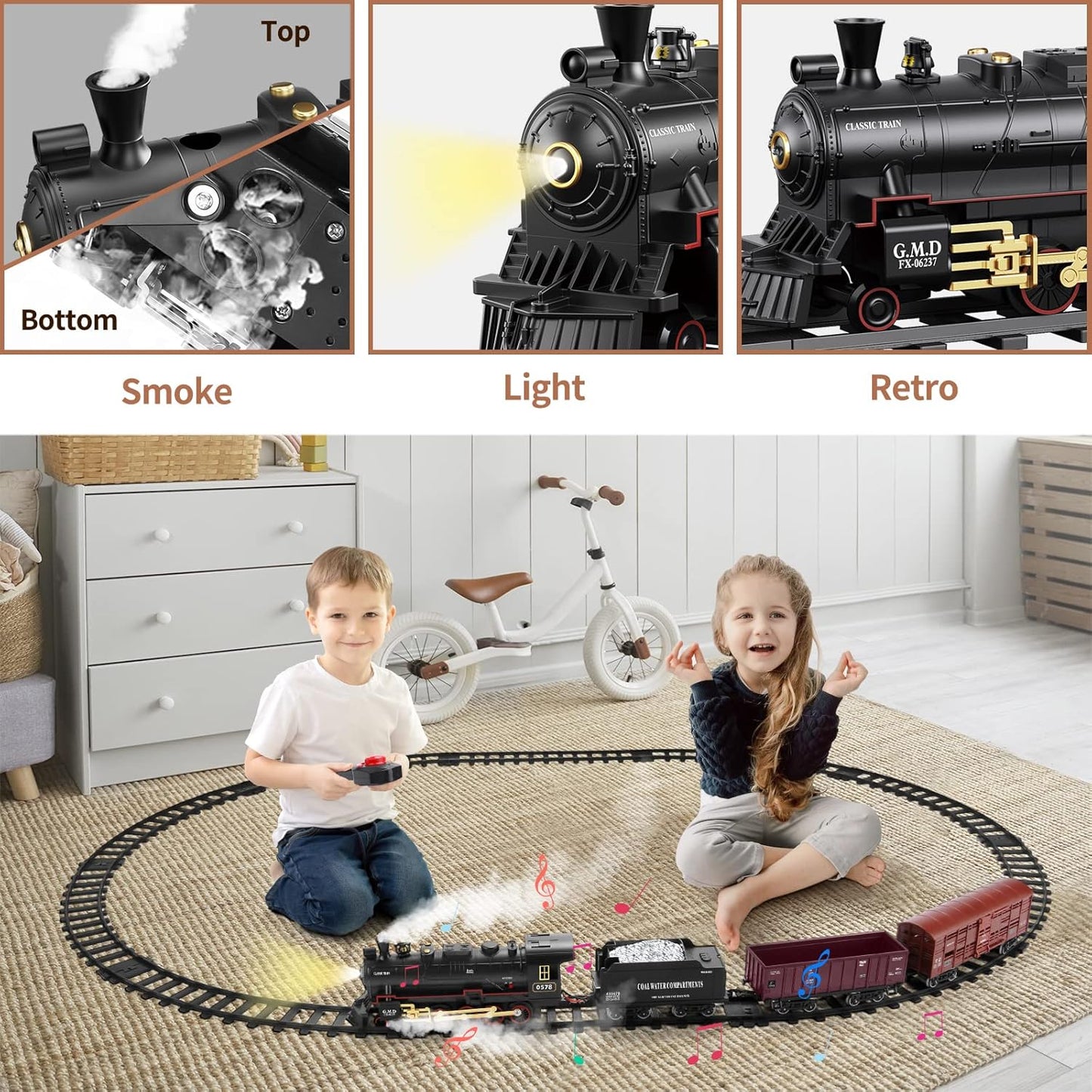 Interactive Train Set | Battery-Powered Electric Locomotive with Lights & Sounds for Endless Fun 4